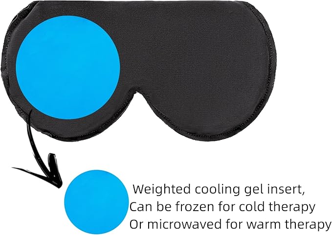 ALASKA BEAR Cooling Gel Eye Mask Weighted Silk Sleep Mask, Black & Pink