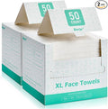 Borje Face Towels XL, Disposable Face Towel 10" x 12", 100 Count (2 Packs of 50), 100% USDA Biobased Facial Towelettes, Ultra Soft & Thick Makeup Remover Dry Wipes for Women Cleansing