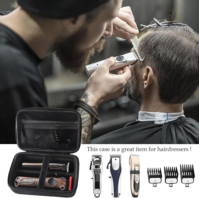 Hard Barber Case, Hair Cutting Clippers Compatible with Ufree for FADEKING for Romanda for Novah for KIKIDO for Wahl Professional Beard Trimmer Grooming Storage Organizer Bag Guard for Travel Razor