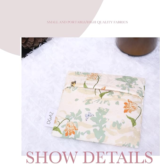 DGAZ Sanitary Napkin Storage Bag, Period Bag for Teen Aged Girls, Portable Period Bag for Panty Liners/Menstrual Cup/Small Tampons，Mini Makeup Bag for Purse(Orchid Grass)