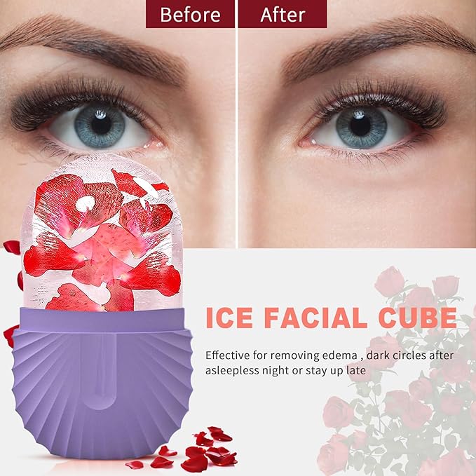 Joyeee 2Pcs Ice Face Roller, Reusable Silicone Mold Face Massage Eye Facial Beauty Skin Care Tools Apply Ice for Shrink Pores Anti Wrinkle Reduce Puffiness Improve Skin Elasticity, Seashell