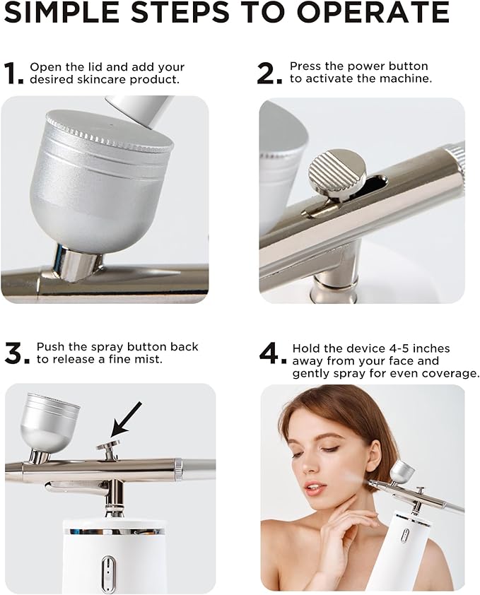 Facial Oxygen Spray Machine - Rechargeable Handheld High Pressure Facial Micro-Nano Mist Injector Sprayer - Portable Cordless Spray Gun Compressor Nano Facial Steamer