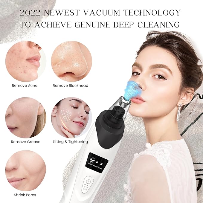 2026 Blackhead Remover Pore Vacuum,Facial Pore Cleaner-5 Suction Power,5 Probes,USB Rechargeable Blackhead Vacuum Kit Electric Pore Vacuum Tool for Adult(Black)