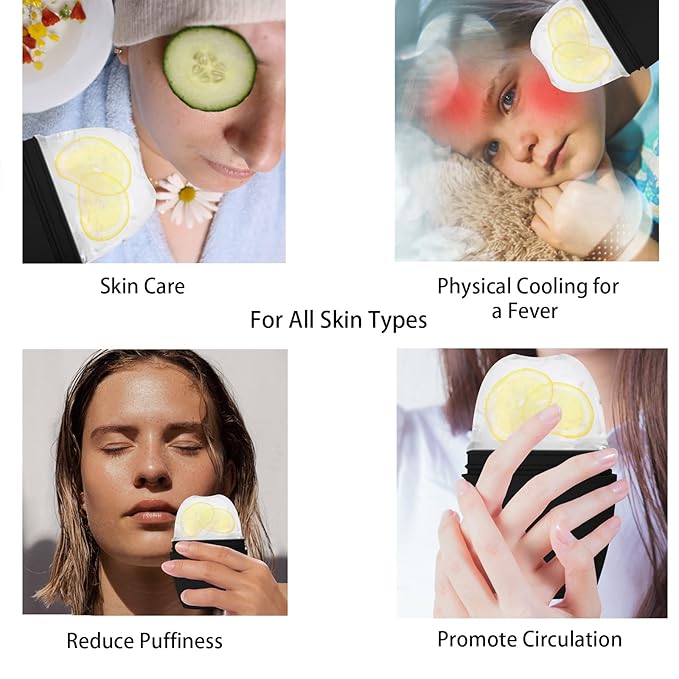 Evmliy Silicone Ice Roller Facial Massager - Brighten Skin, Reduce Puffiness, Reusable Ice Roller for Face & Eyes, Freezer (1Pack, Black)