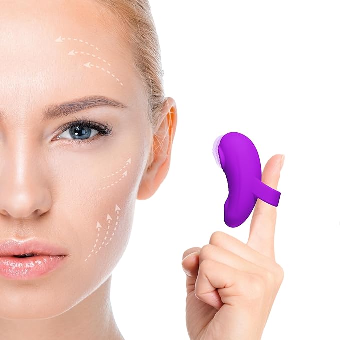 MaeDouy Multifunctional Powerful Silicone Handheld Face Massager, Portable Mini-Ring Eye Massage Tool, Waterproof Eye, Jaw, Finger and Body Massager, Relieves Facial Muscle Fatigue and Pain - Rose
