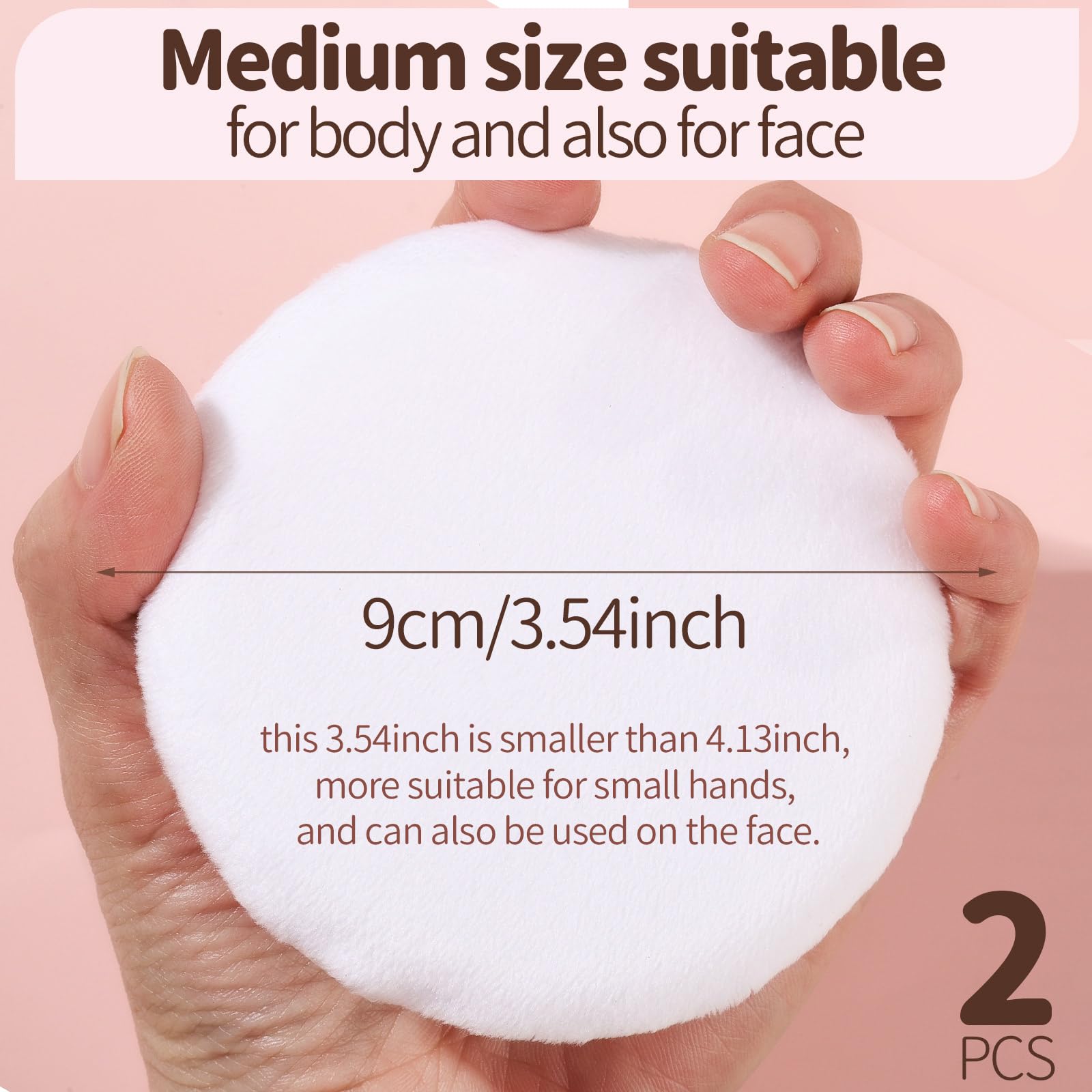 Teenitor 2pcs Powder Puff 3.54inch Medium Body Powder Puff for Body Powder and Container White