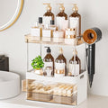 Bathroom Counter Organizer with Hair Dryer Holder, 2 Tier Storage Drawers