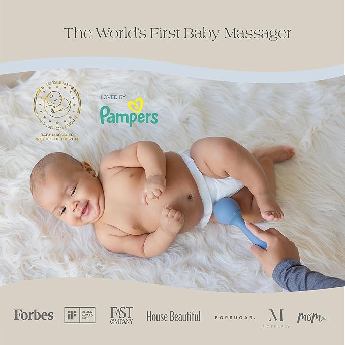 Kahlmi Baby Massager for Baby Constipation, Gas Relief, Colic Calm, and Baby Sleep Aid, Edible-Grade Silicone Baby Soother Single Unit