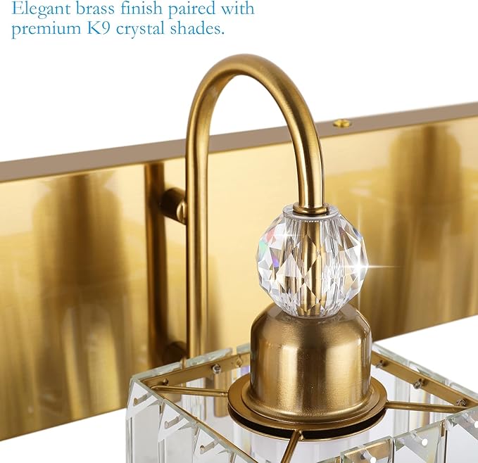 Ralbay Crystal Gold Bathroom Vanity Lights 4-Lights Vanity Lights Over Mirror Modern Crystal Gold Bathroom Wall Lighting Fixtures
