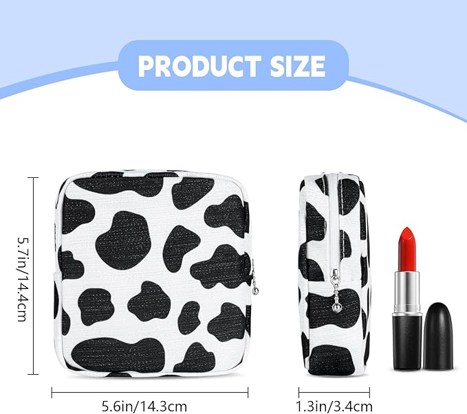 Period Bag for Teen Girls, Canvas Sanitary Napkin Storage Bag with Zipper, Portable Menstrual Pad Bag Tampon Holder for Purse