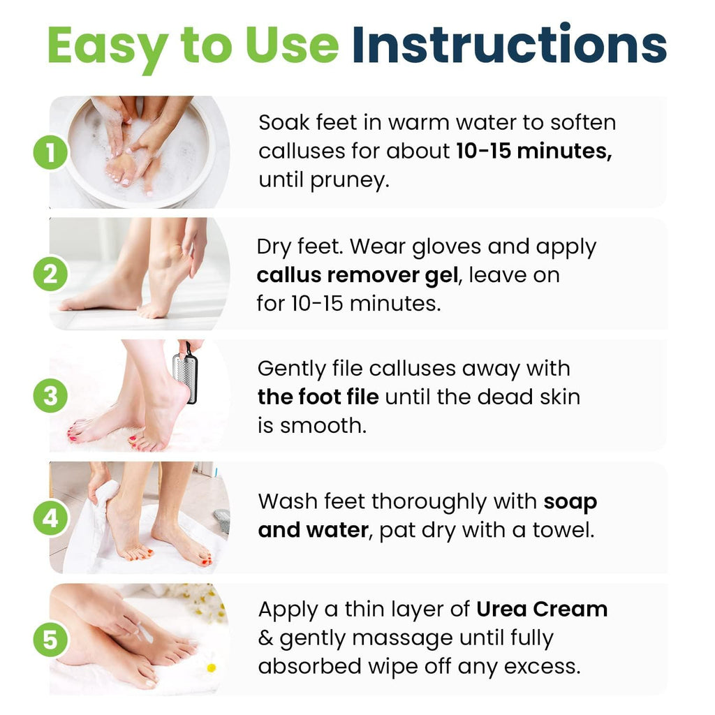 Foot Callus Remover Pedicure Set – Epsom Salt Foot Soak & Callus Remover Gel, Antifungal Cream and Feet Exfoliator for Dead Skin, Pedicure Tools for Feet at Home, Made in USA (4 Piece)