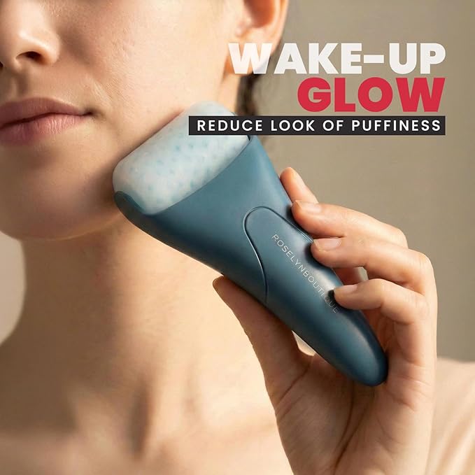 ROSELYNBOUTIQUE Ice Roller & Gua Sha for Face - Wrinkles Fine Lines Puffiness Guasha Massager Facial Skin Care Tools Self Care Gifts for Men Women (Deep Ocean)