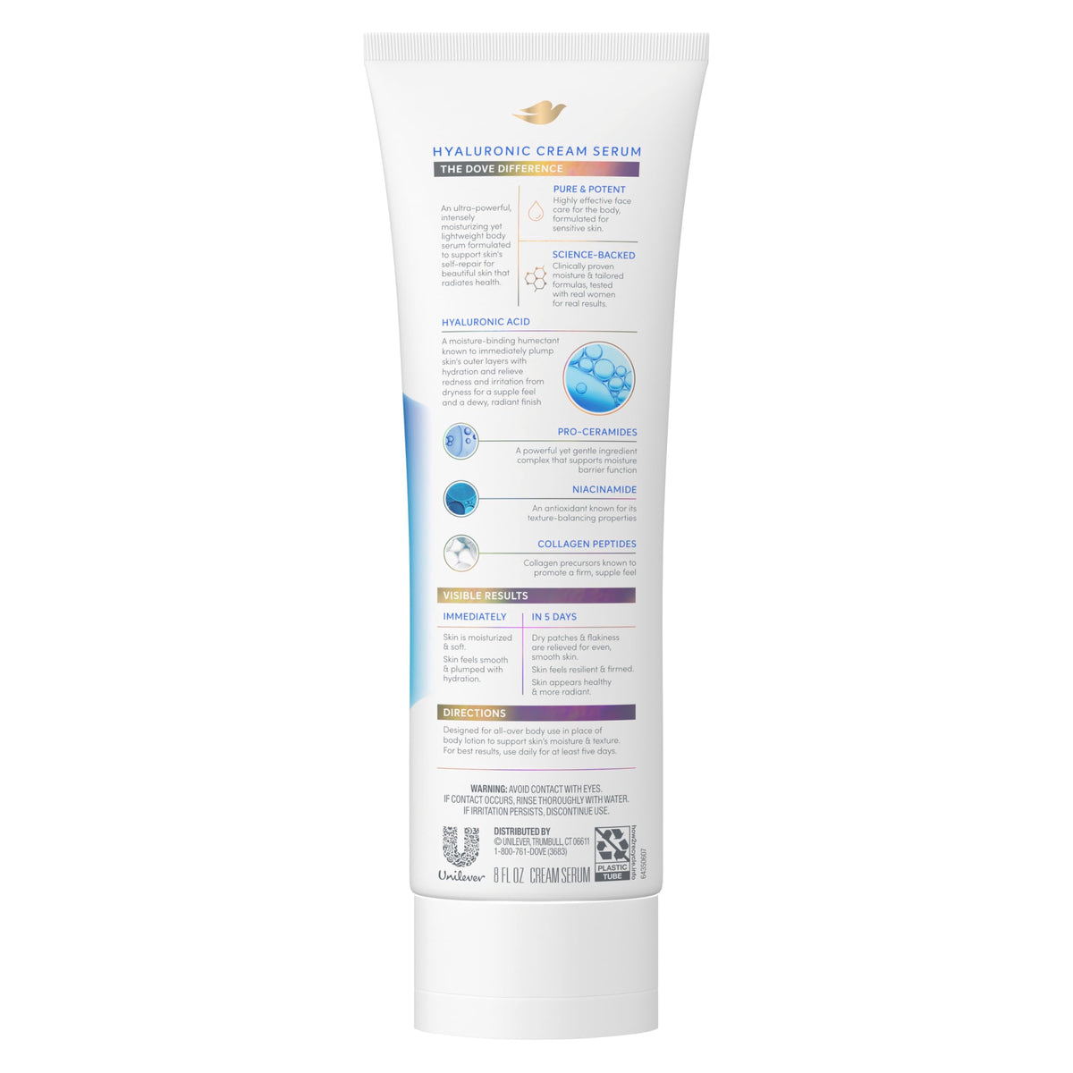 Dove Body Cream Serum Hyaluronic + Hydration for Extra Dry, Flaky Skin 8oz