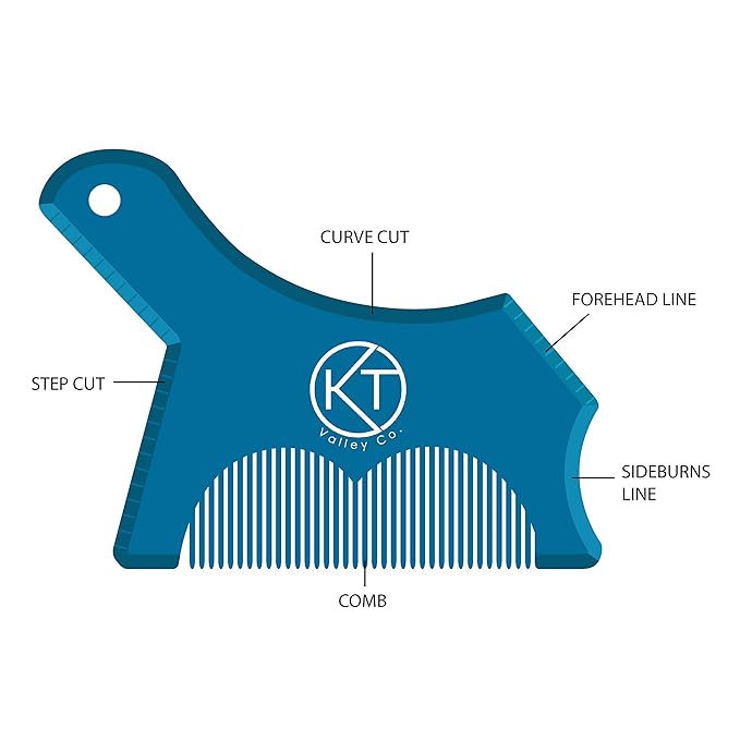 KT Valley Co. Men’s Beard Shaping Tool Transparent Design for Men's Jaw Cheek Neck Line Symmetric Curve, Professional Beard Guide Styling Comb Works w/All Types of Razors and Beard Trimmers