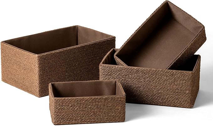 LA JOLIE MUSE Bathroom Basket Organizers, Paper Rope Storage