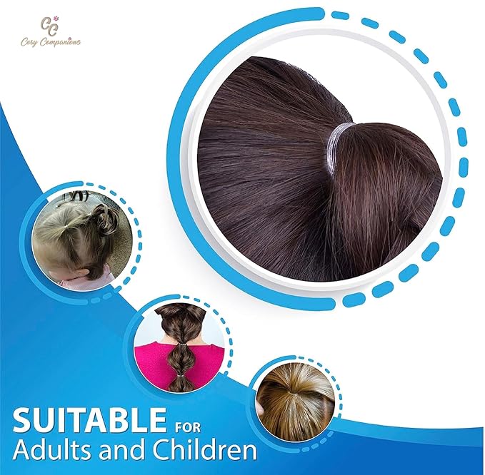 Cosy Companions 250x Clear Hair Elastics, Clear Rubber Bands For Hair Ties For Thin Hair, Mini, Plastic