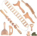 NESTIQUE 10 in 1 Wood Therapy Massage Tools for Body Shaping with Gua Sha Stone – Lymphatic Drainage kit for Muscle Pain Relief, Maderoterapia Professional kit for Body Sculpting