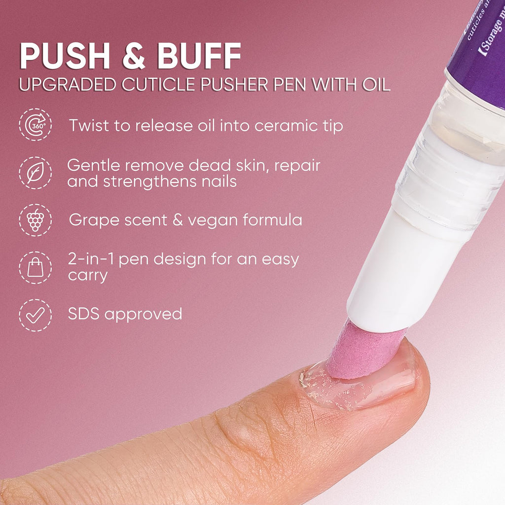 SASSYTIP Ceramic Cuticle Pusher & Oil Pen 2ml Nail Care Strengthen