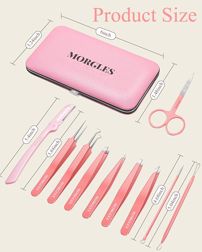 Eyebrow Tweezers for Women Facial Hair, 10 in 1 Eyebrow Kit