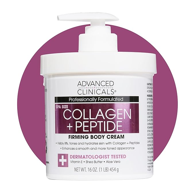 Advanced Clinicals Retinol Cream + Collagen Peptides Body Moisturizer & Face Lotion 2PC Skin Care Set | Dry Skin Body Lotion For Women & Men To Help Improve Appearance Of Crepey Skin, 2PC Bundle