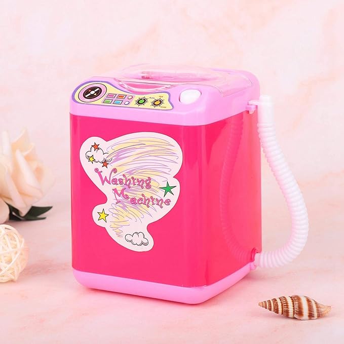 Makeup Washing Machine, Simulation Mini Makeup Brush Cleaner Electric Make up Sponge Puff Cleaner Device Automatic Cosmetic Tool Women(Red)