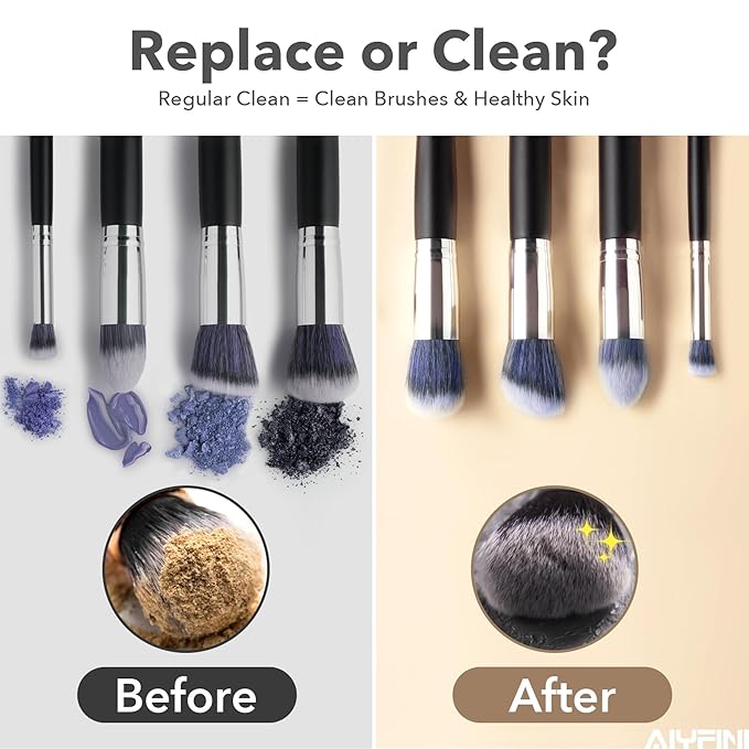 Alyfini Makeup Brush Cleaner Machine-Professional Electric Make up Brushes Cleaner Cleanser Solution for Kabuki Foundation Liquid Powder Face Makeup Self Tanner Brush,Gifts for Women Stocking Stuffers