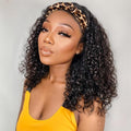 Headband Wig Human Hair Wigs for Black Women Curly Human Hair Wig Put on and Go Glueless Wig 12inch Headband Wigs Human Hair