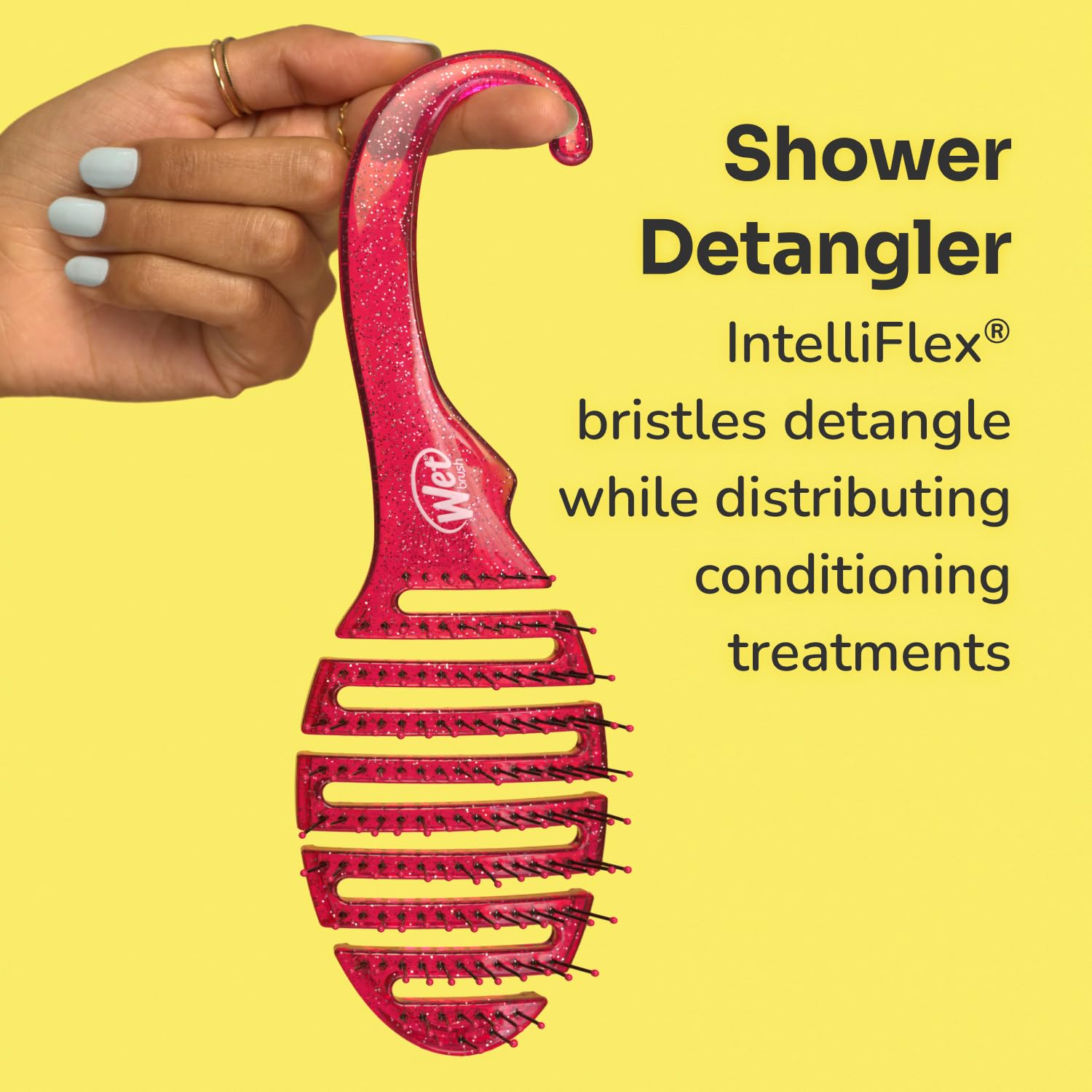 Wet Brush Shower Hair Brush Detangler - Exclusive Ultra-soft IntelliFlex Bristles - Minimizes Pain And Protects Against Split Ends & Breakage - Comb For Women, Men, Wet & Dry Hair - Green Glitter