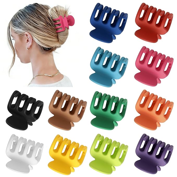 Sisiaipu 12Pcs Hair Clips for Women 1.8 Inch Small Claw Clips for Thin Hair Medium Hair Claw Clips for Thick Hair Accessories for Women Girls (Dopamine)