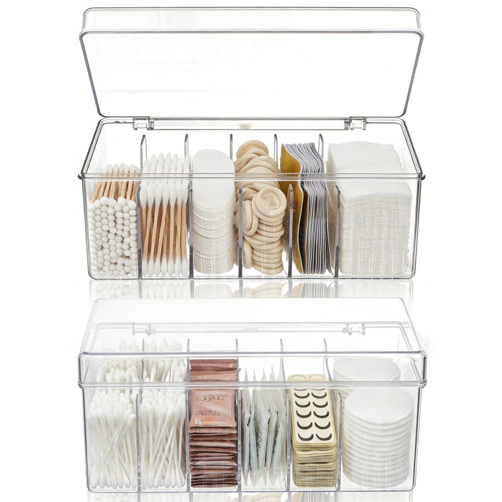 Acshio 2 Pack Lash Extension Organizer with 6 Compartments, Flip-top
