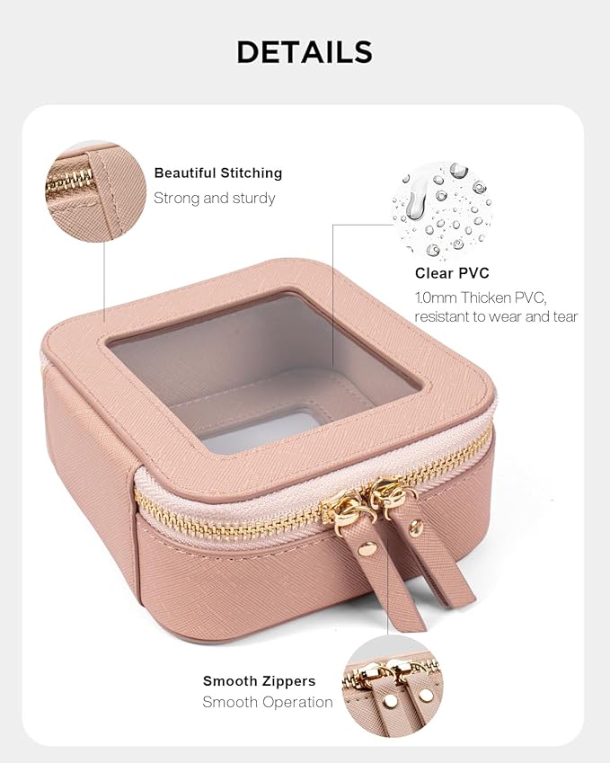 LETGO 2 Pack Clear Travel Toiletry Bag for Women, Large & Mini Waterproof PU TSA Approved Cosmetic Pouches,Portable Beach Vacation Makeup Organizer Set,See Through Skincare Sunscreen Bags for Women