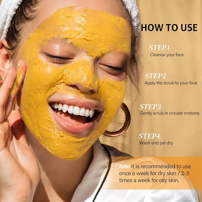 Easter Gifts for Women Turmeric Vitamin C Face Scrub-Turmeric Microdermabrasion Exfoliating Facial Scrub Vitamin C Face Exfoliator