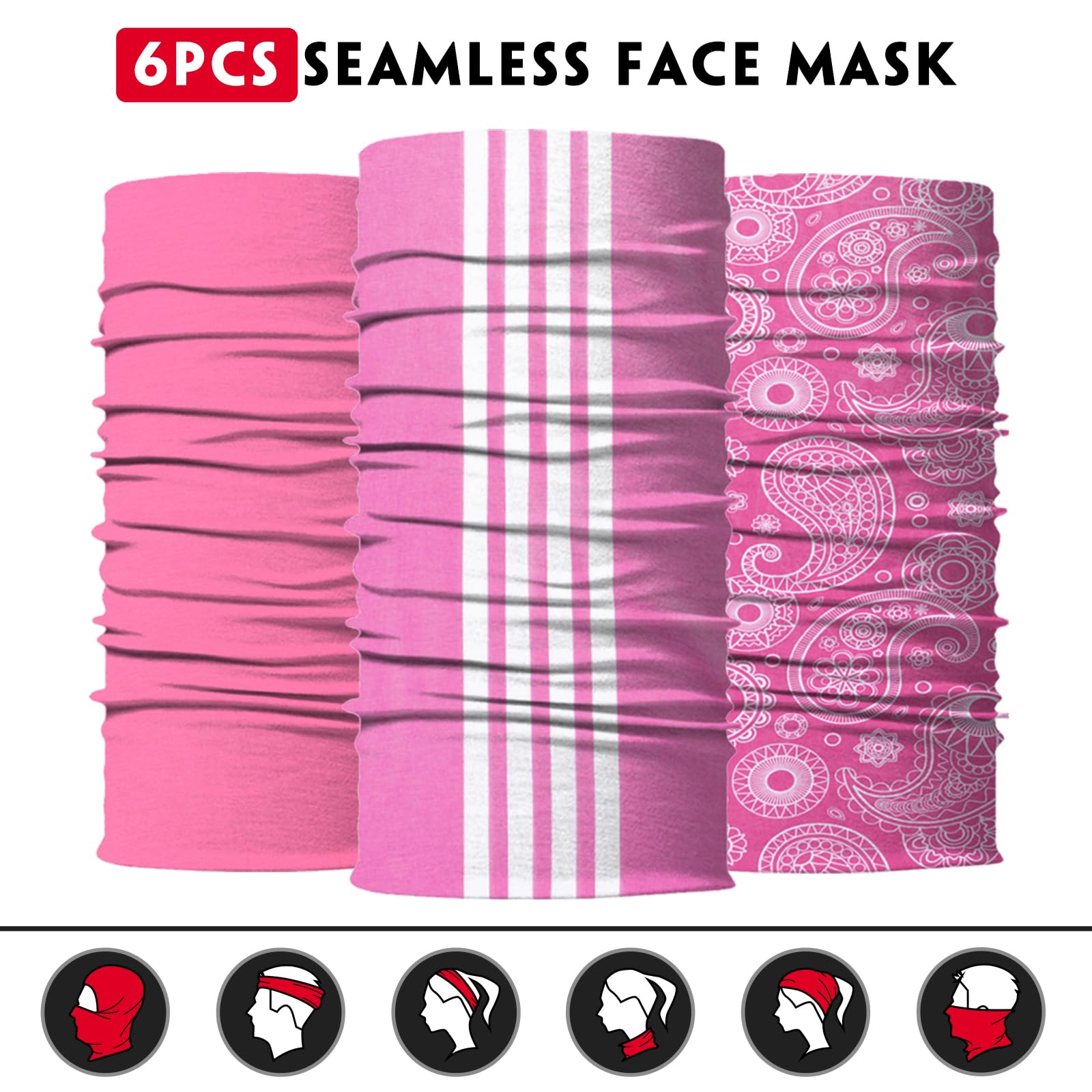 Venswell Neck Gaiter Face Mask Men Women,Seamless Bandana Rave Face Cover Scarf Mask,Balaclava,Headband, Head Wrap,Headwear (A-Style 3)