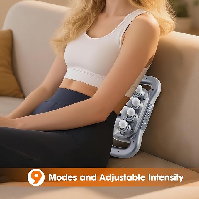 GAXEZO 28 Head Massage Gun Set, Deep Tissue Percussion Massager, Electric Massage Tools with 9 Styles & Levels, Dark Grey