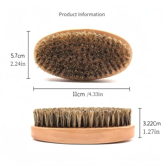 TIKIYOUN Boar Bristle Hair Beard Brush - Smoothing Travel Hairbrush with Soft Boar Bristles for Men & Women, Thick Coarse Hair, Brown