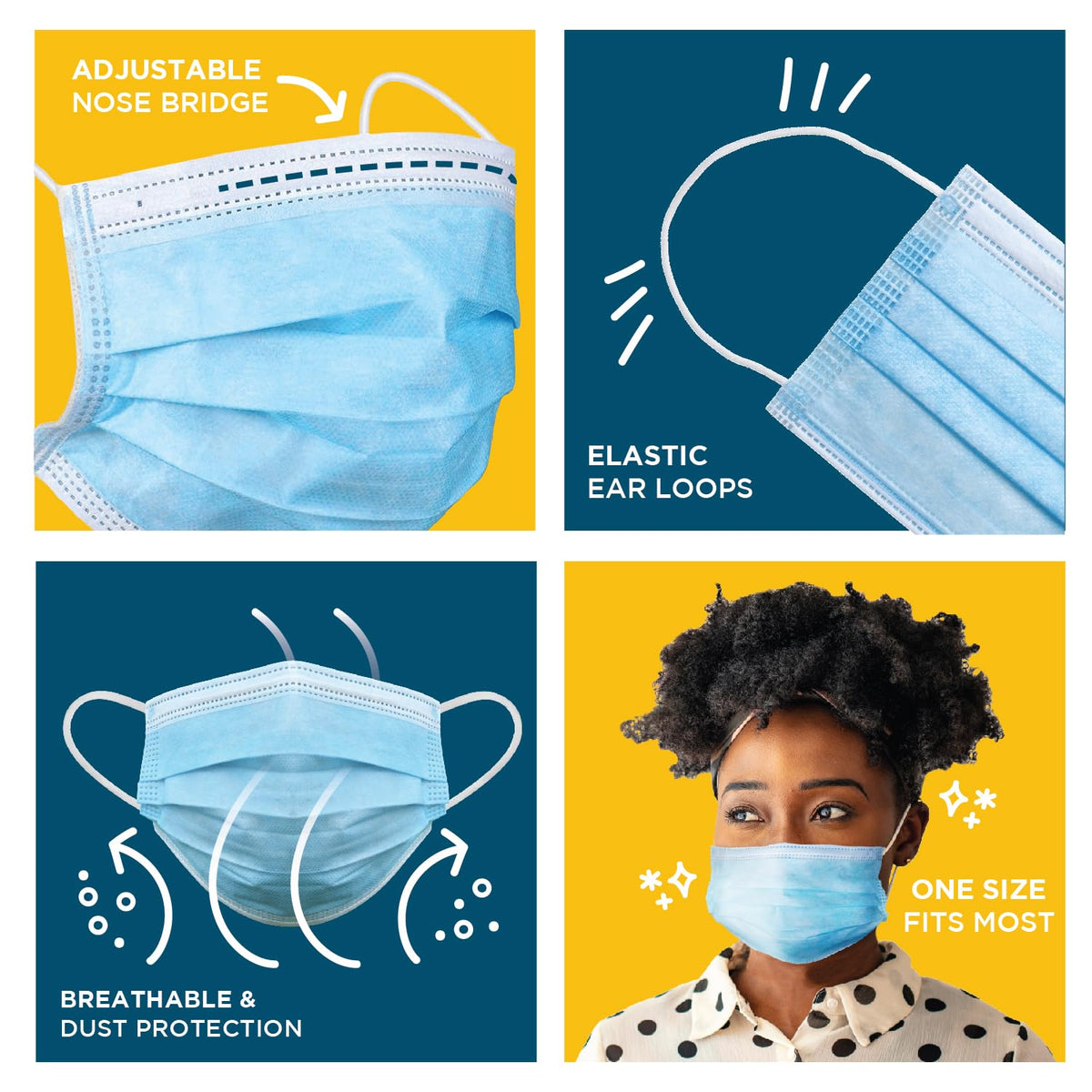 Be Smart Get Prepared Face Mask 50 Pc 3-Ply Protective Barrier FSA