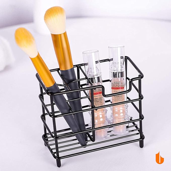 Urbanstrive 304 Stainless Steel Bathroom Toothbrush Holder Toothpaste Holder Stand Bathroom Accessories Organizer (Black, Large)