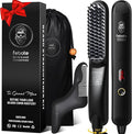 FEBOTE Heated Ionic Hair Straightening Brush for Men - 5 Temperature Settings, Anti-Scald, Beard Shaper & Travel Bag