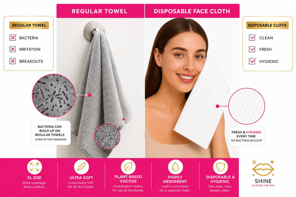 Shimmer Anna Shine XL Disposable Face Towels – 50 Count Ultra-Soft Lint-Free Dry Facial Wipes, 100% Viscose Towels for Skincare, Makeup Removal & Sensitive Skin