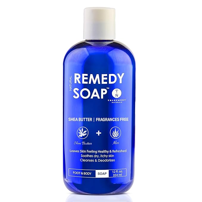 Truremedy Naturals Shea Butter Body Wash – Fragrance-Free Moisturizing Shower Gel for Men and Women – Hydrating Body Soap with Aloe, Jojoba, and Rosemary Oil, 12 oz