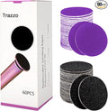 Trazzo 80/120/180 Grit Replacement Sanding Discs for Electric Foot File - Color-Coded Refill Sandpaper Pads for Callus Remover, Fits Most Round Foot Grinders (60PCS)