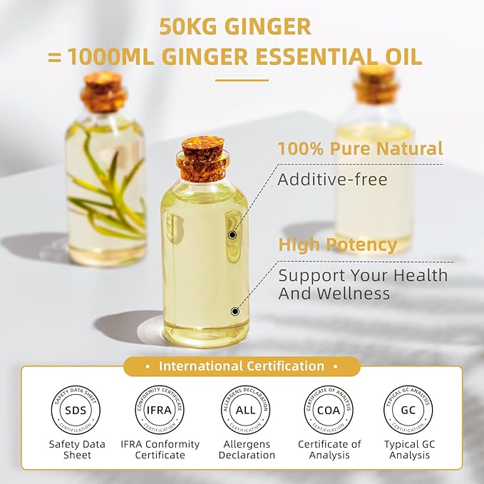 HIQILI Ginger Oil for Hair, Massage & Skin