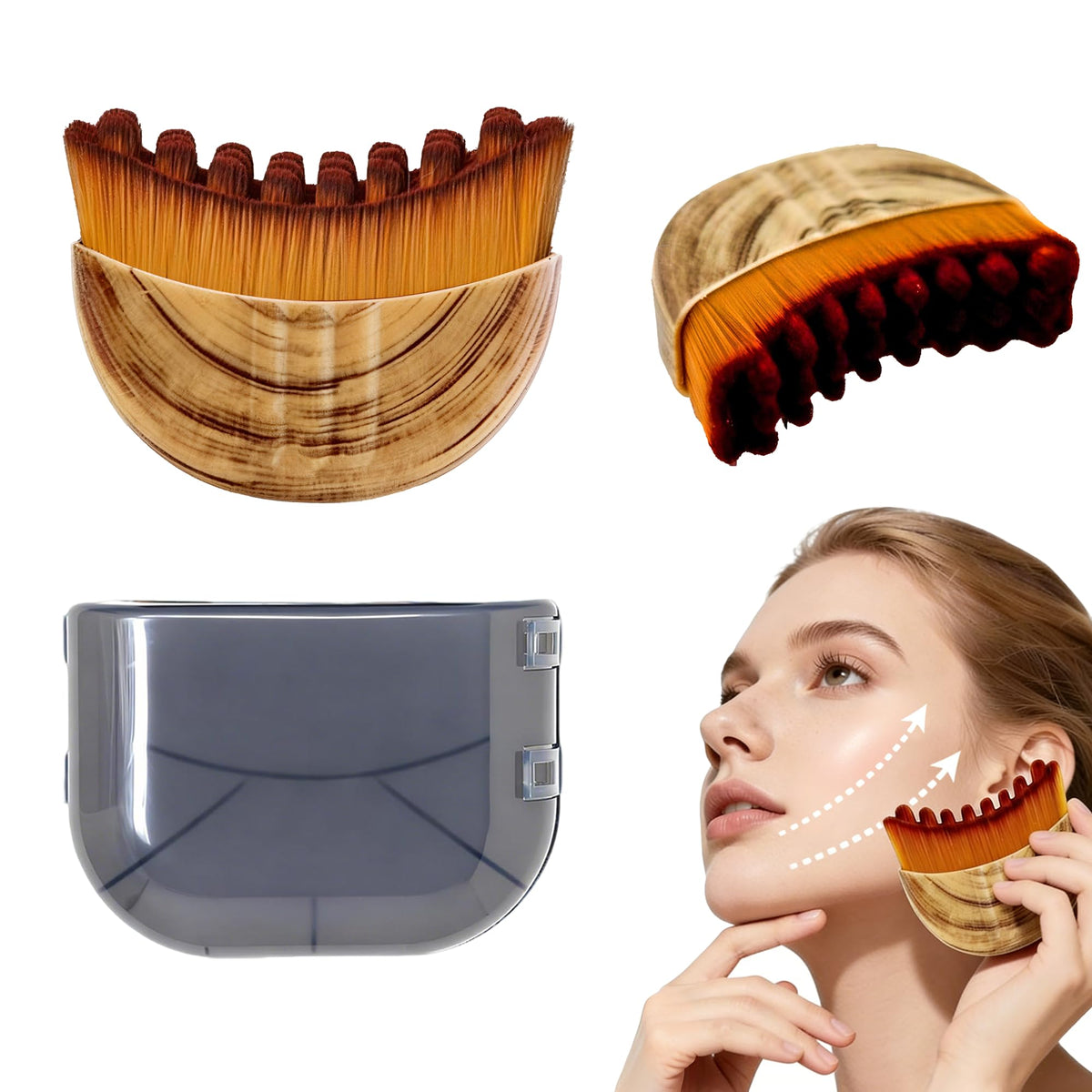 Lymphatic Contour Face Brush(2-PCS),Super Soft Manual Lymphatic Drainage Massager for Sculpting, Relieve Fatigue & Reduce Puffiness, with Portable Case Suitable for Facial Cleansing and Massage