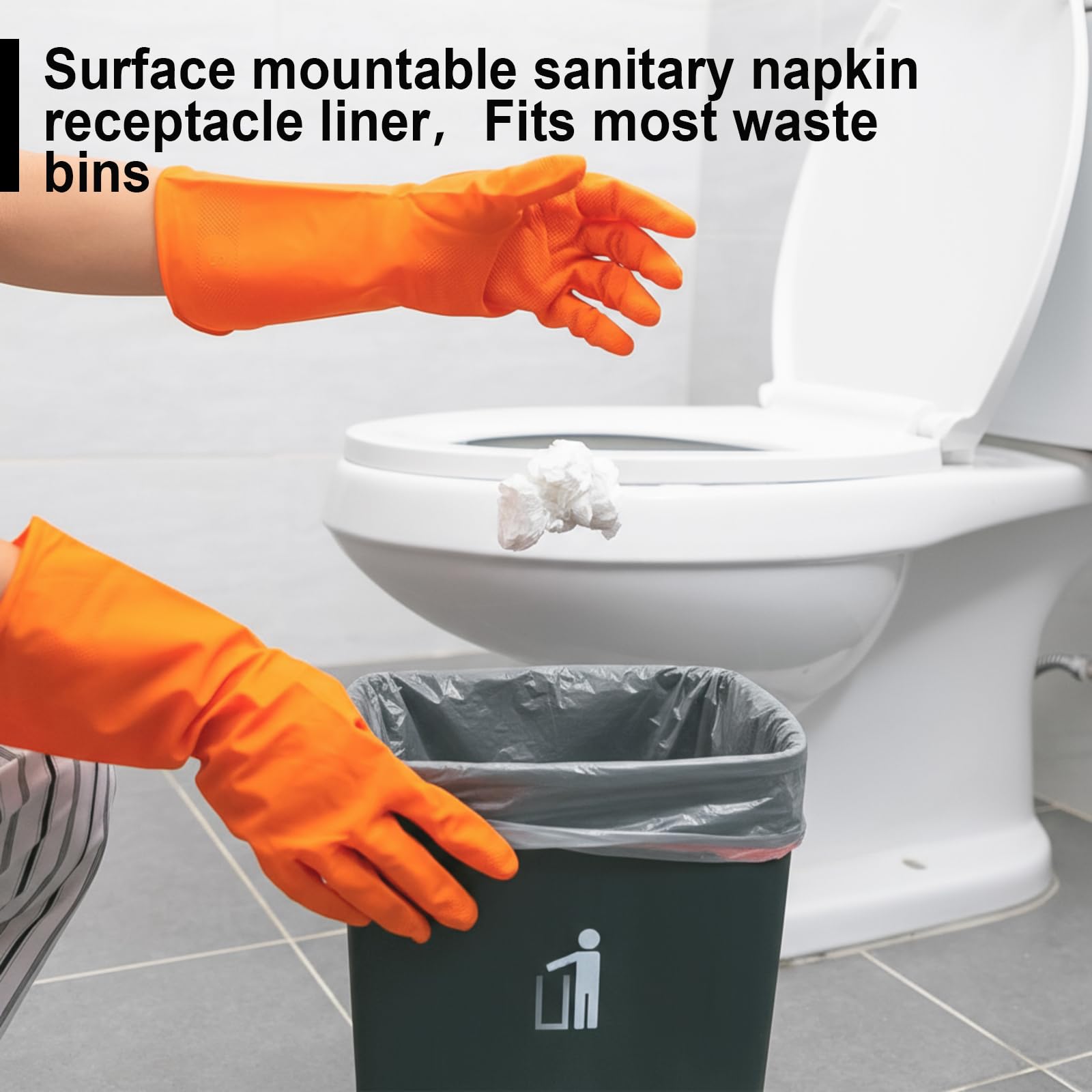 Maxdot 2 Roll 50 Bags Sanitary Napkin Disposal Receptacle Liner Surface Mount Feminine Hygiene Liner Plastic Bags for Wall Mountable Receptacles or Bin, Bathroom, Commercial, Restroom, 12 x 16 Inch