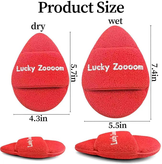 Large Face Sponges for Cleansing with Storage Clips Red Cleansing Puff,5.9 in x 4.3 in,Reusable Hydrophilic Polyurethane Facial Sponges for Face Wash, Reusable Makeup Remover Exfoliating Pads