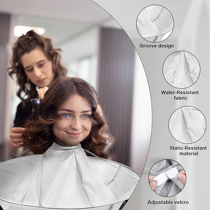 Hair Cutting Capes for Adults, Professional Salon Barber Cape Set, Foldable Waterproof Self Haircut Kit for Men Women, Haircut Cape Apron Self Cut System Accessories, Red