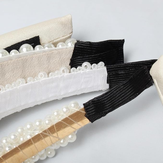 Cuizhiyu 5PK White Pearl Headbands for Women Girls Cute Pearl dainty Headbands Bling Faux Pearls Hairbands Wedding Hair Accessories hair hoop headband