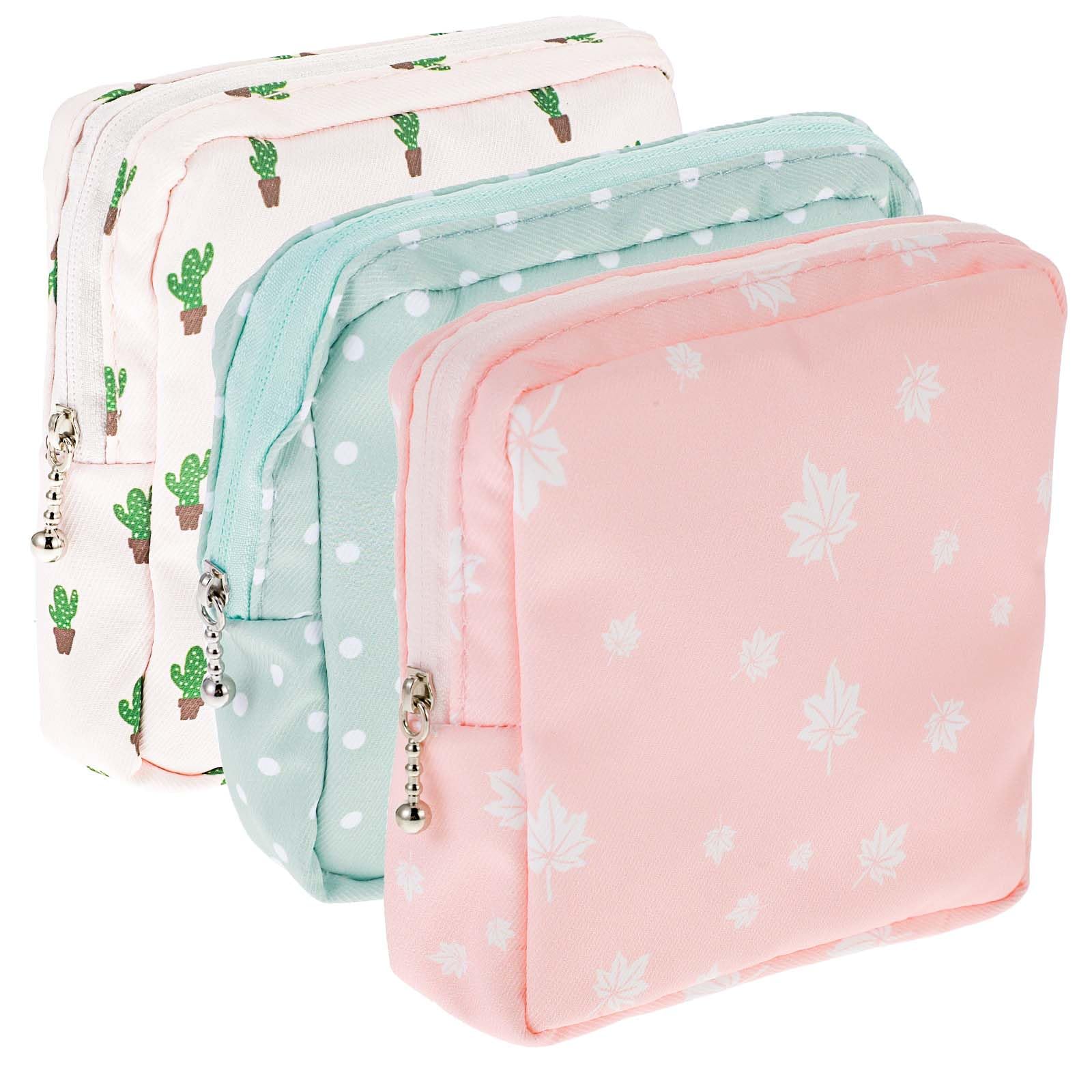 3 PCS Sanitary Pad Storage Bag Portable Period Bag for Pads/Sanitary Napkins/Tampons, Sanitary Napkin Storage Bags First Period Gifts for Daily Hygiene Bags Travel Containers