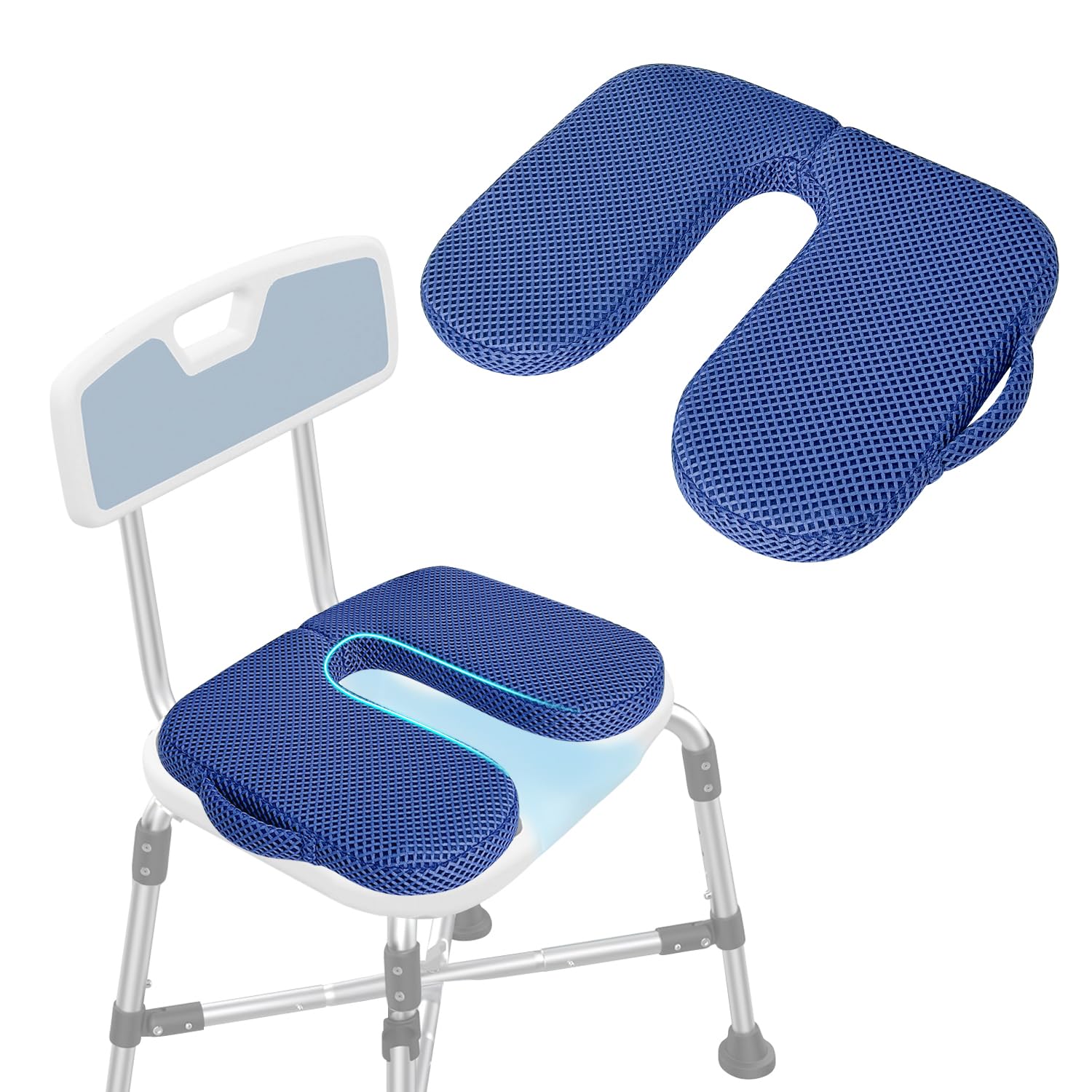 Shower Seat Cushion for Shower Bench, U Shape Shower Chair Cushion Pillow for Inside Shower, Shower Chair with Cutout Seat Pad, Quick Drying Transfer Bench Bathtub Seat Cushion for Elderly, Handicap