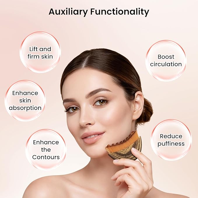 Lymphatic Facial Contour Brush - Lift, Sculpt & Depuff for Glowing Skin - Boost Product Absorption - 1 Piece Face Massage Tool